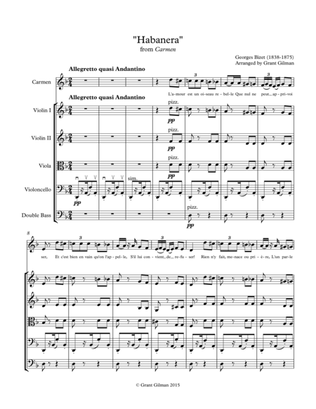 "Habanera" from Bizet's Carmen - for String Orchestra and Mezzo-Soprano - Score & Parts
