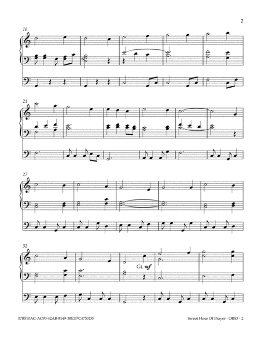 Sweet Hour Of Prayer Organ Solo scores gallery preview page 3