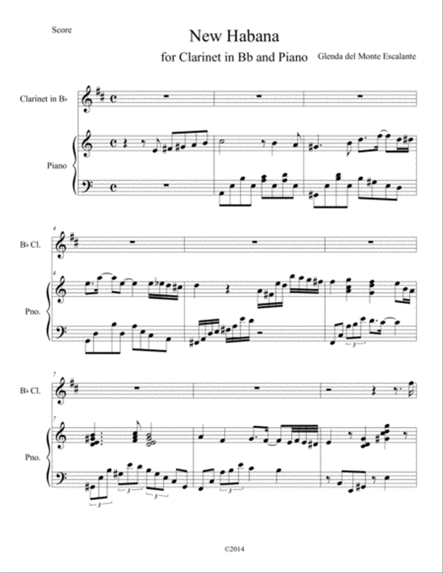 New Habana for Piano and Clarinet Clarinet Solo scores gallery preview page 1