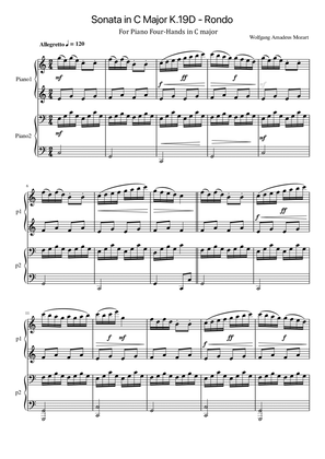 Book cover for Mozart - Sonata For Piano Four-Hands in C major, K.19d Rondo - Original