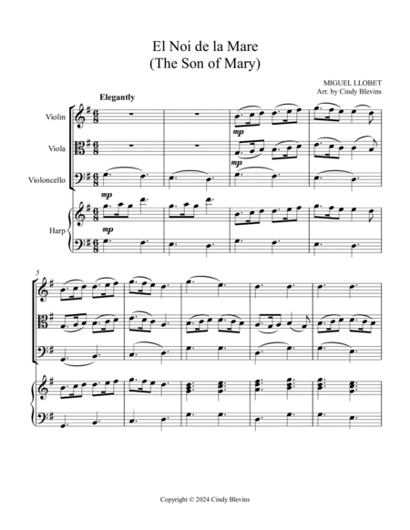 The Son Of Mary, for Violin, Viola, Cello and Harp image number null