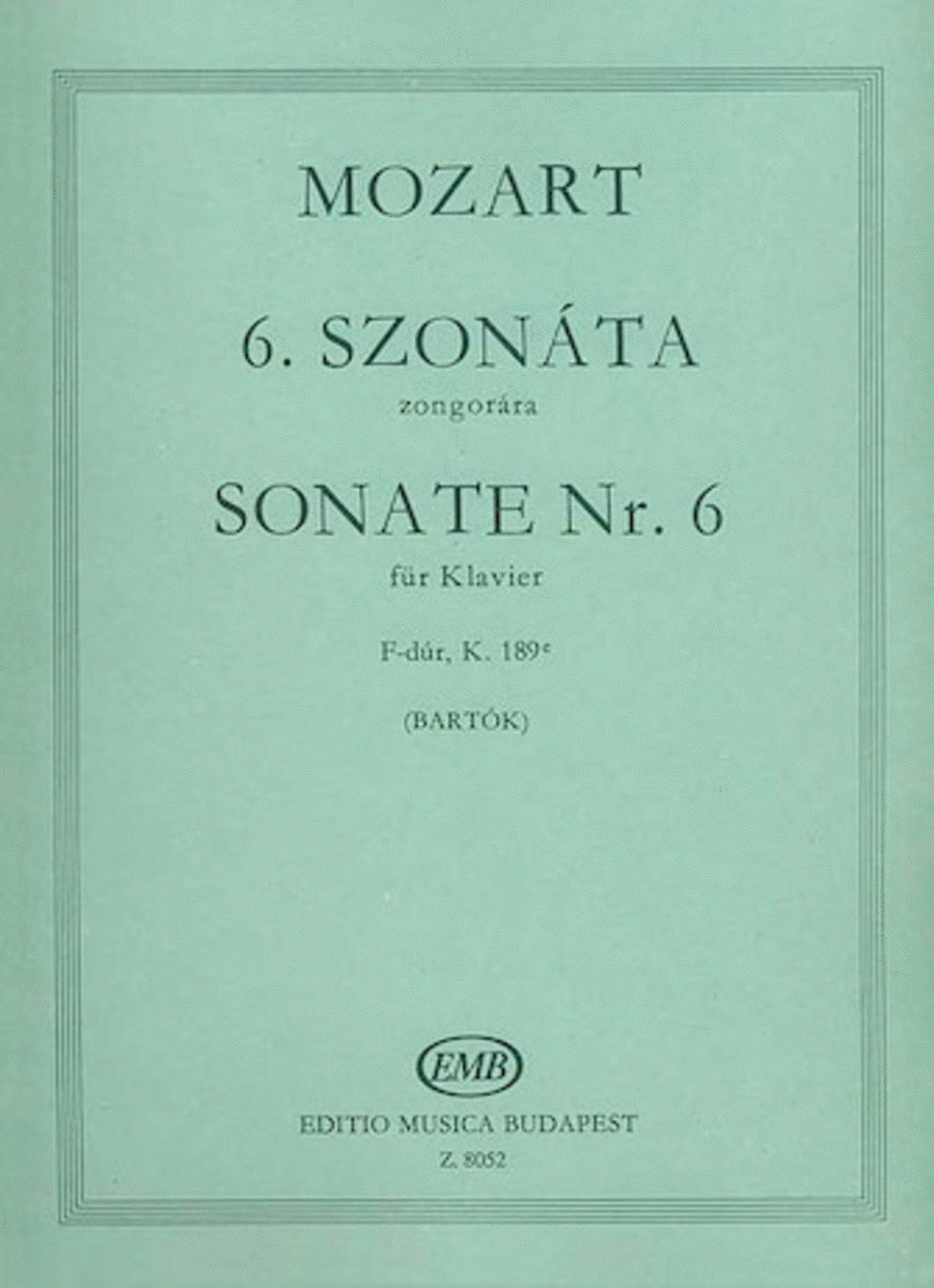 Piano Sonata No6 F Major K189e