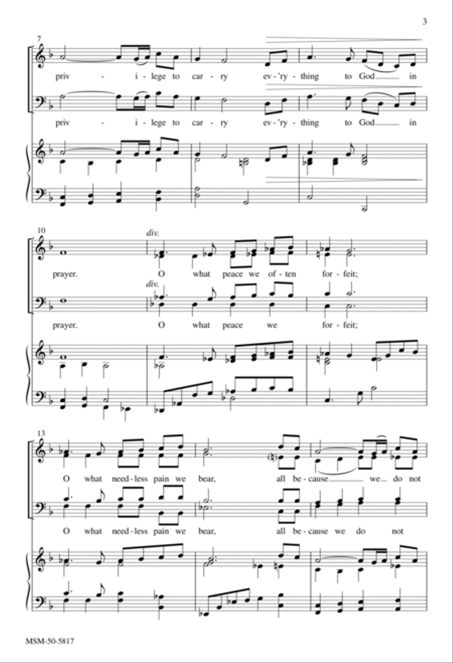 What a Friend We Have in Jesus 4-Part scores gallery preview page 3