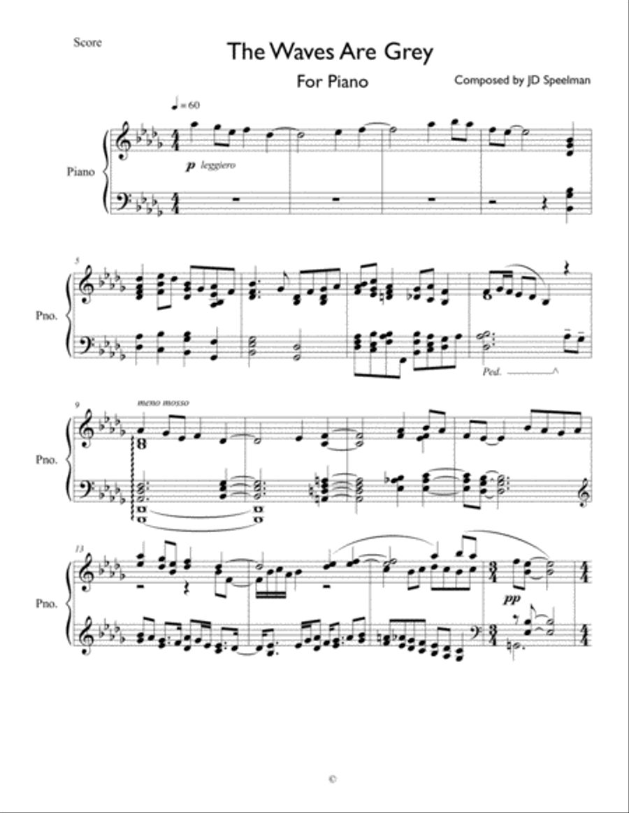 The Waves are Grey Piano Solo scores gallery preview page 1