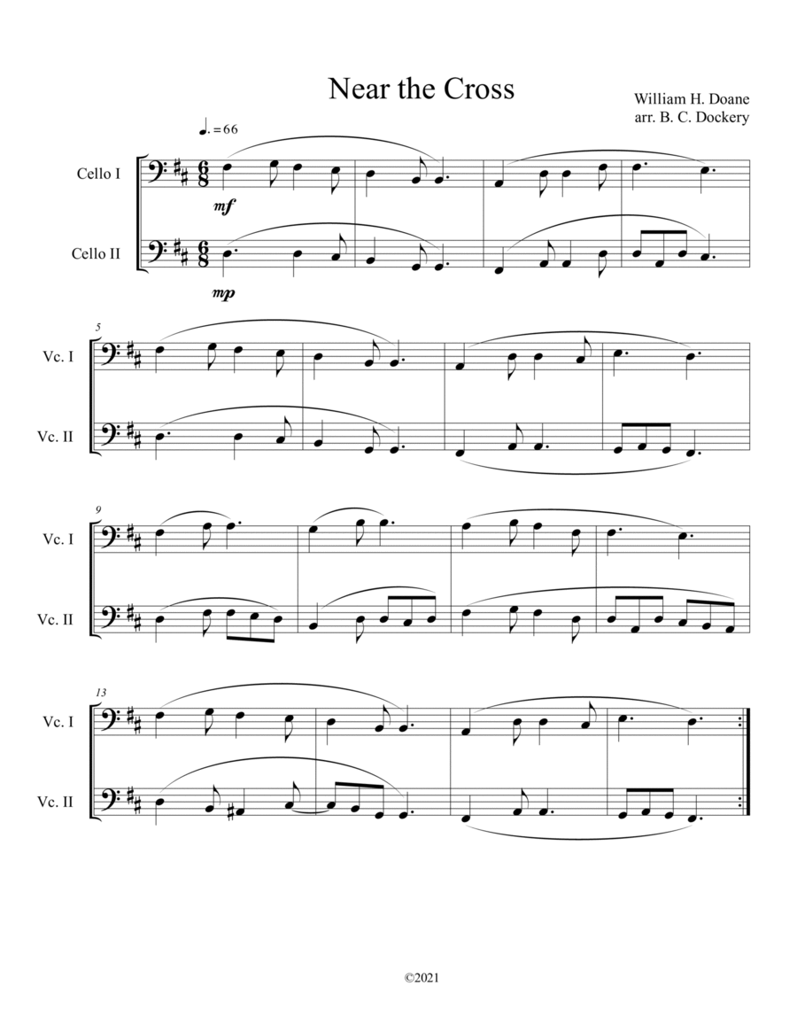 Near the Cross (cello duet) String Duet scores gallery preview page 1
