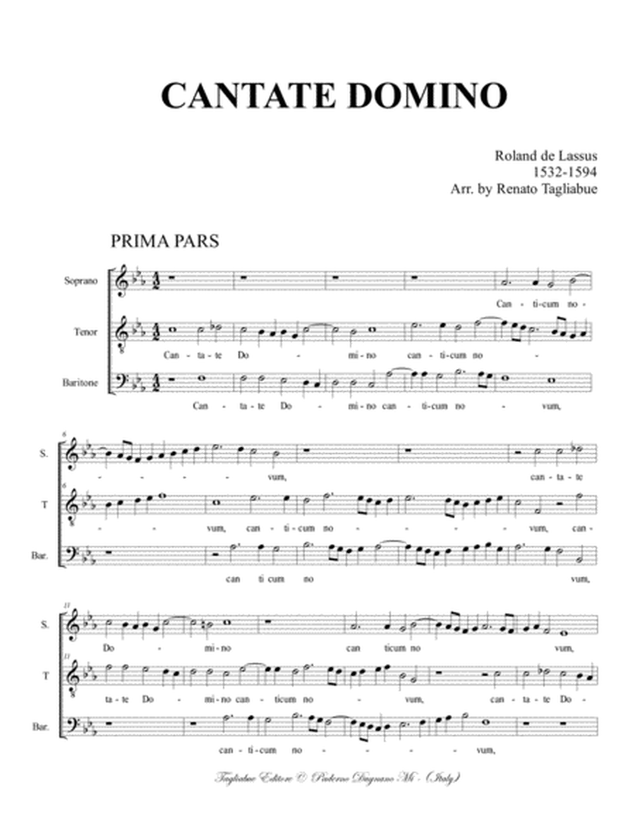 CANTATE DOMINO - De Lassus - Arr. for STBar image number null