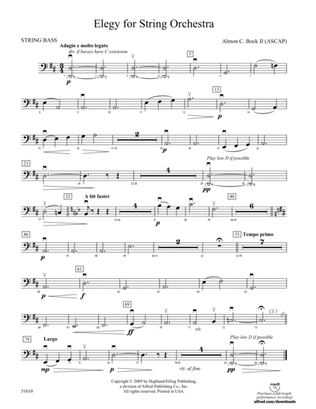 Elegy for String Orchestra: String Bass