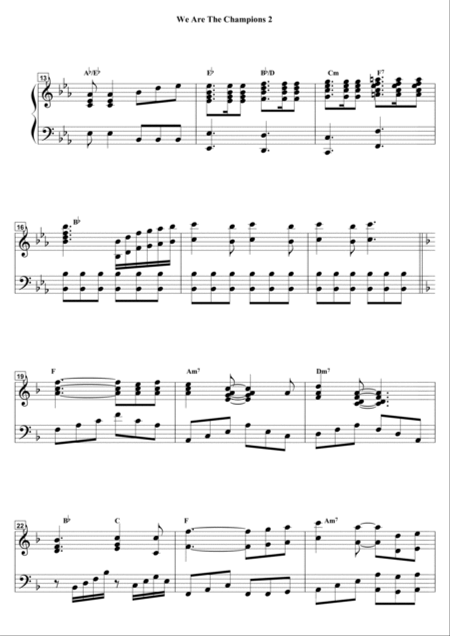 We Are The Champions Piano Solo scores gallery preview page 2