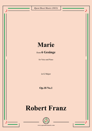 Book cover for Franz-Marie,in G Major,Op.18 No.1,for Voice and Piano