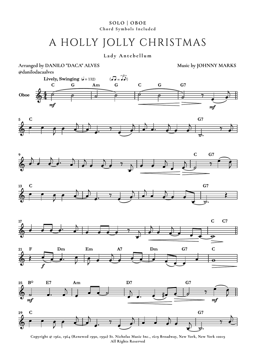 A Holly Jolly Christmas Oboe Solo scores gallery preview page 1
