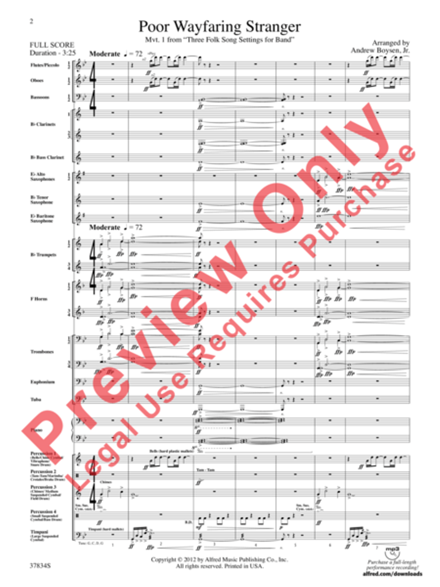 Poor Wayfaring Stranger Concert Band scores gallery preview page 3