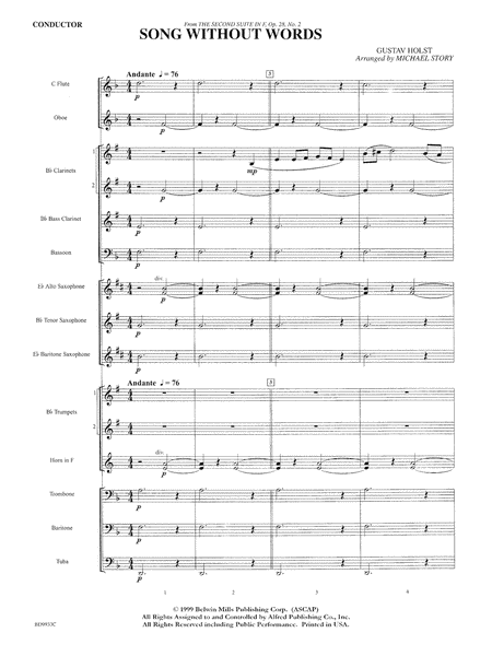 Song Without Words: Score