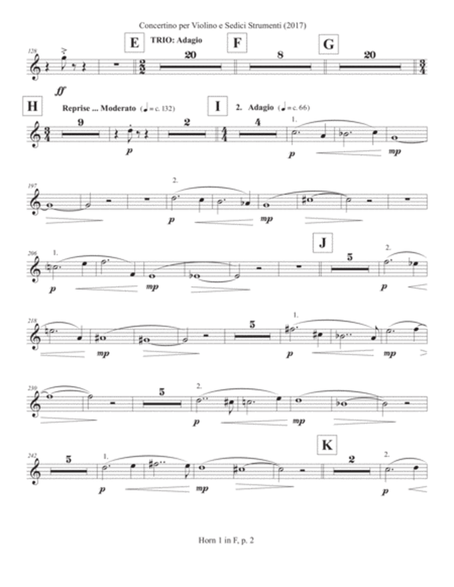 Concertino per Violino e Sedici Strumenti (2017) horn in F part 1