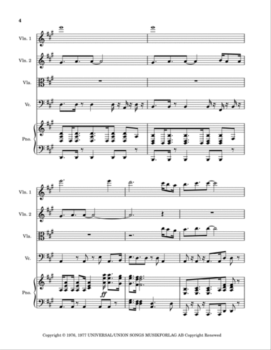 Dancing Queen Piano Quintet scores gallery preview page 4