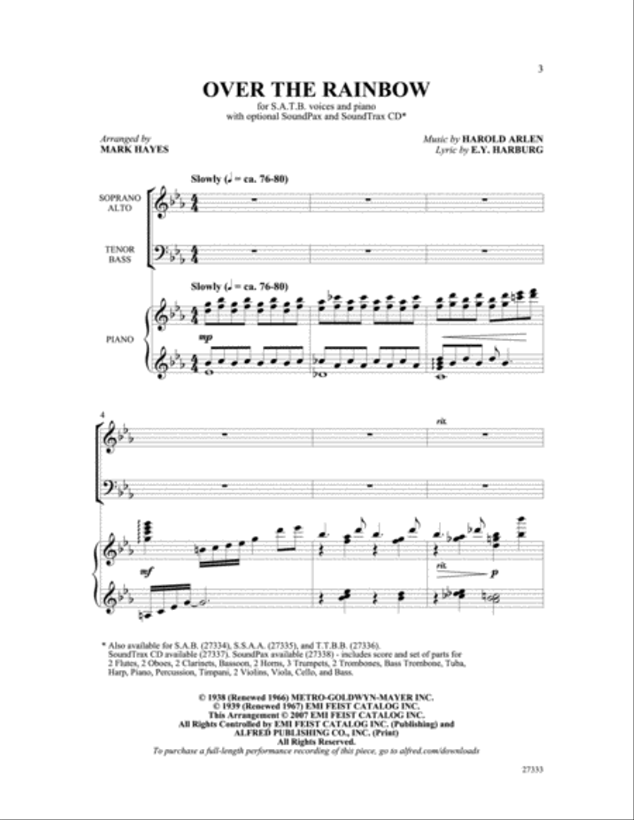Over the Rainbow 4-Part scores gallery preview page 2
