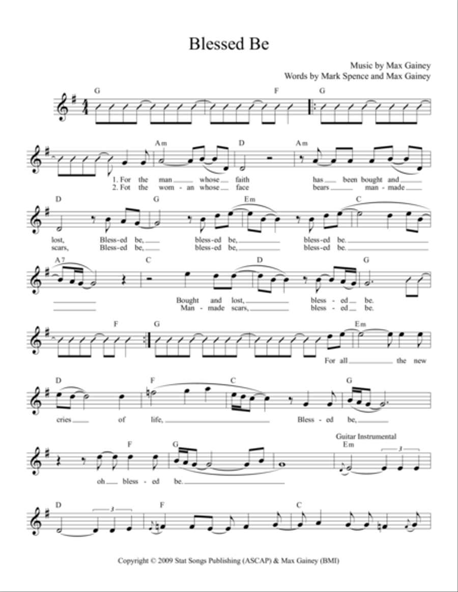 BLESSED BE Voice Solo scores gallery preview page 1