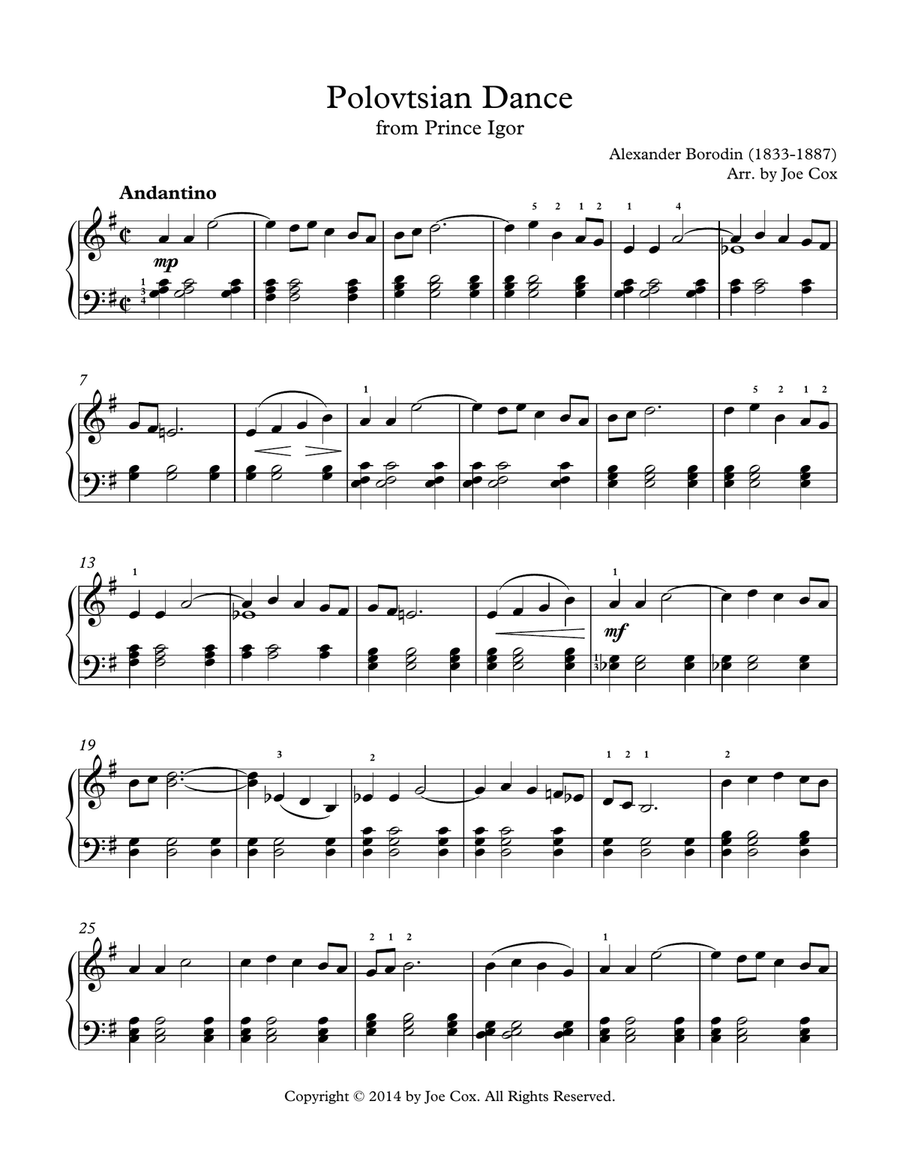 Polovtsian Dance Piano Solo scores gallery preview page 1