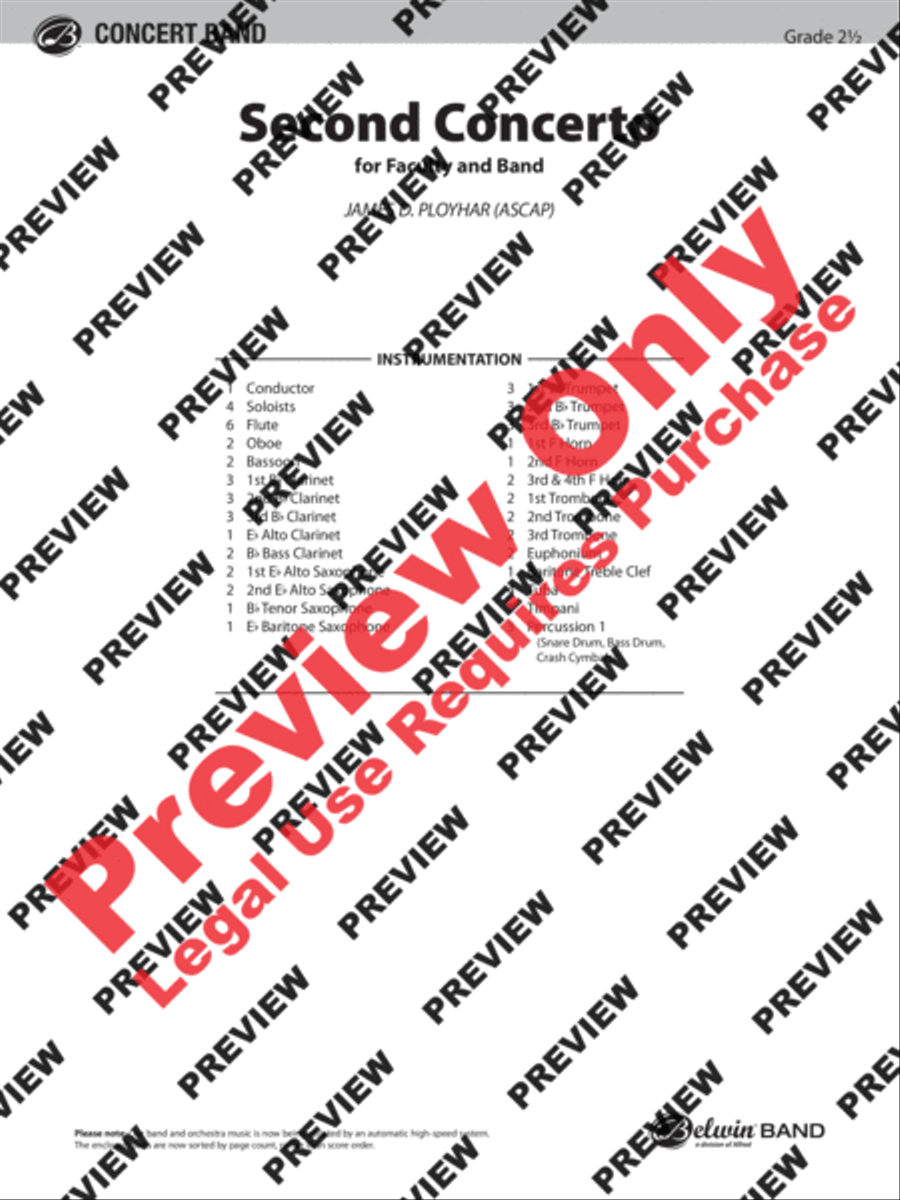 Second Concerto for Faculty and Band Concert Band scores gallery preview page 2