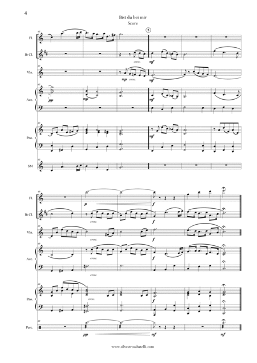 Bist Du Bei Mir (if You Are With Me) Small Ensemble scores gallery preview page 5