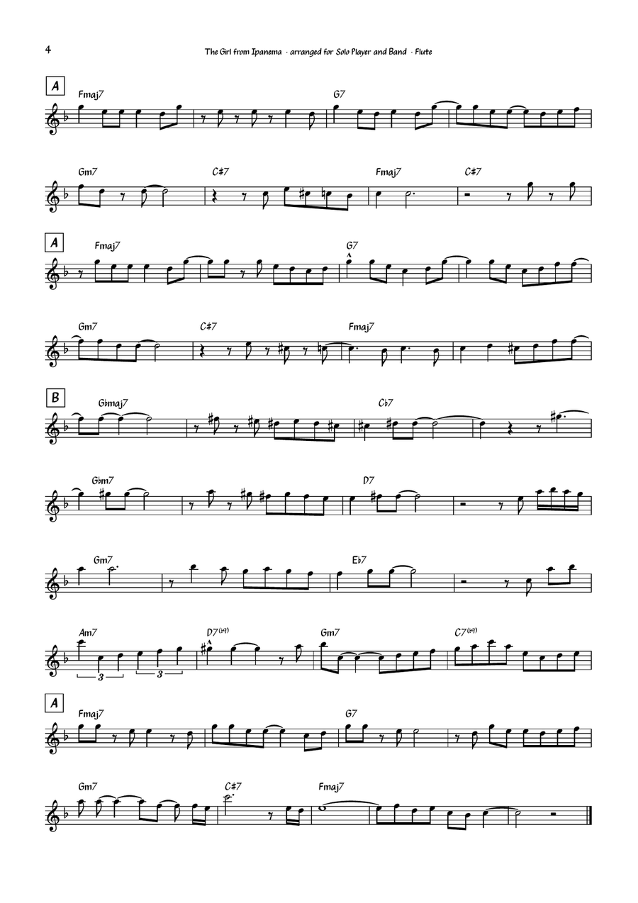 The Girl From Ipanema (garôta De Ipanema) Flute Solo scores gallery preview page 4