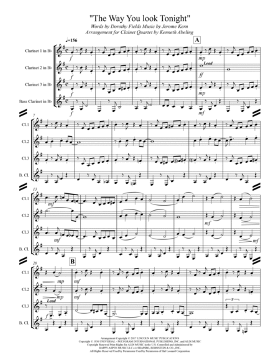 The Way You Look Tonight Woodwind Ensemble scores gallery preview page 2