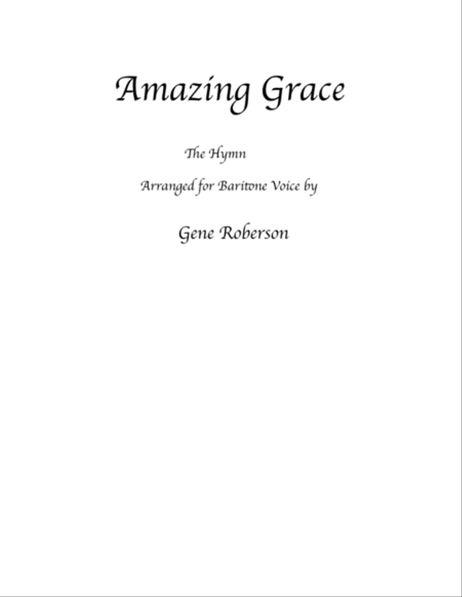 Amazing Grace Vocal Baritone Unison Choir scores gallery preview page 1