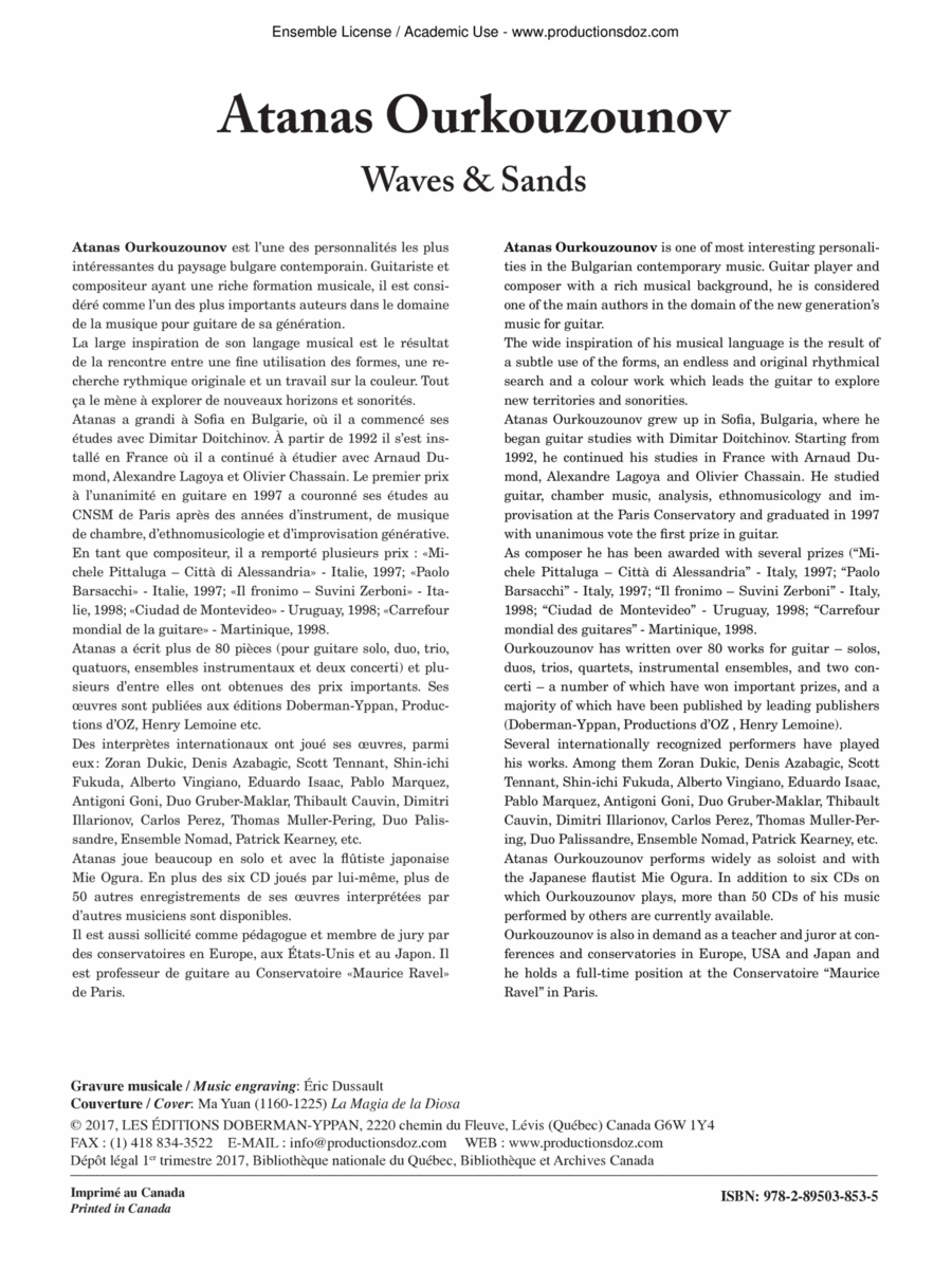 Waves & Sands Classical Guitar scores gallery preview page 1
