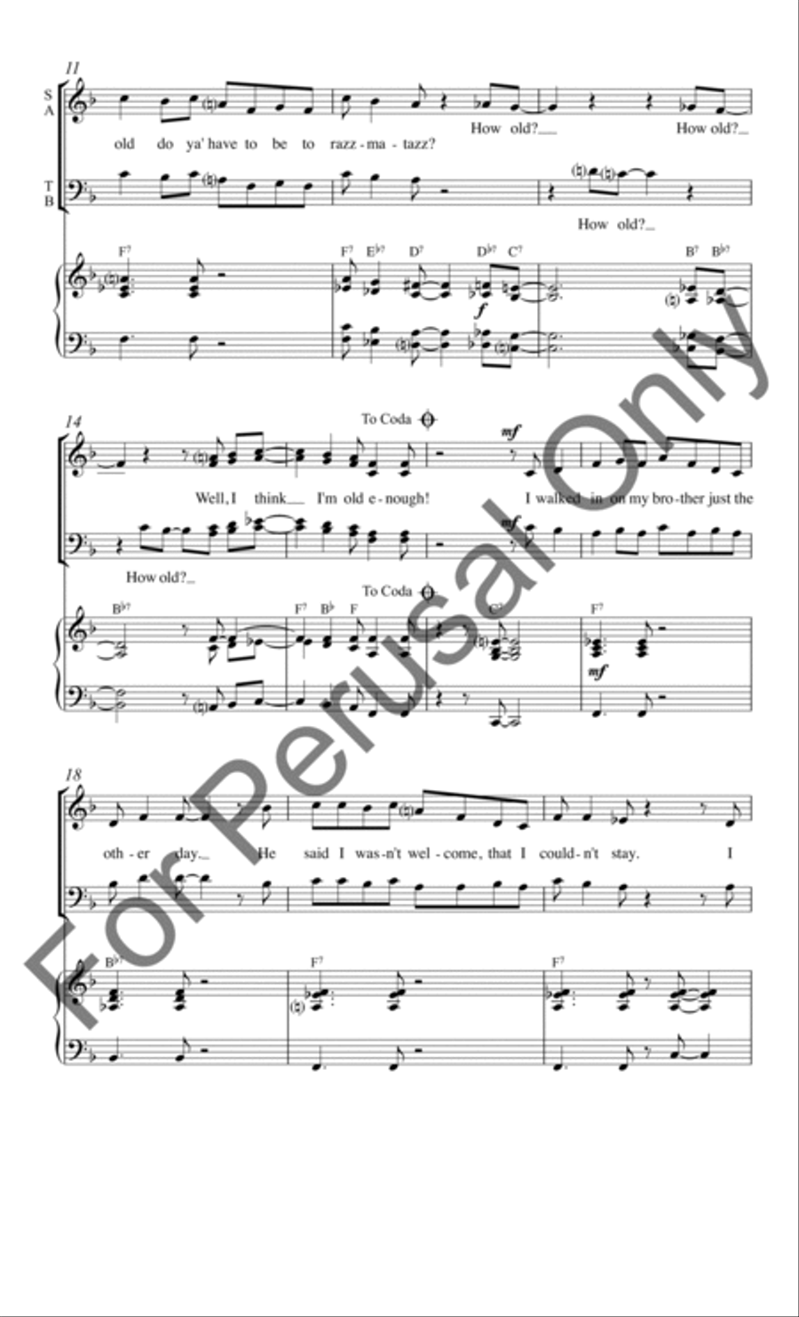 How Old Do Ya' Have To Be To Sing The Blues? 4-Part scores gallery preview page 3