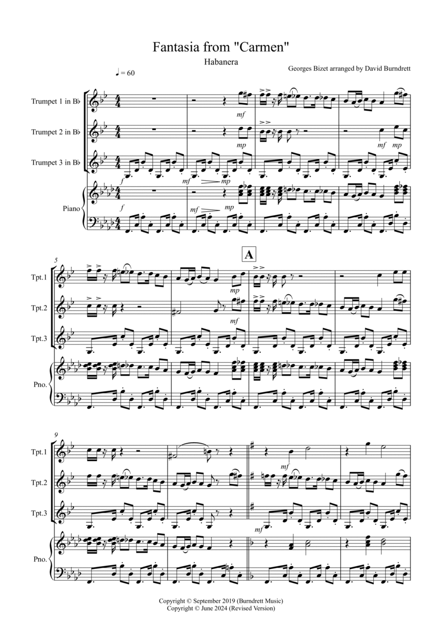 Habanera (Fantasia from Carmen) for Trumpet Trio Trumpet Trio scores gallery preview page 1
