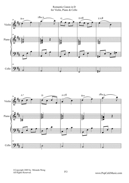 Romantic Canon in D for Violin, Piano & Cello