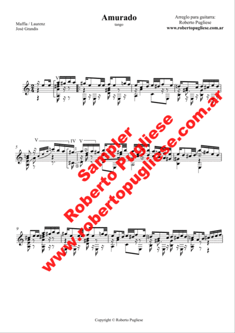 Amurado - Tango (Maffia - Laurenz - Grandis) Classical Guitar scores gallery preview page 3