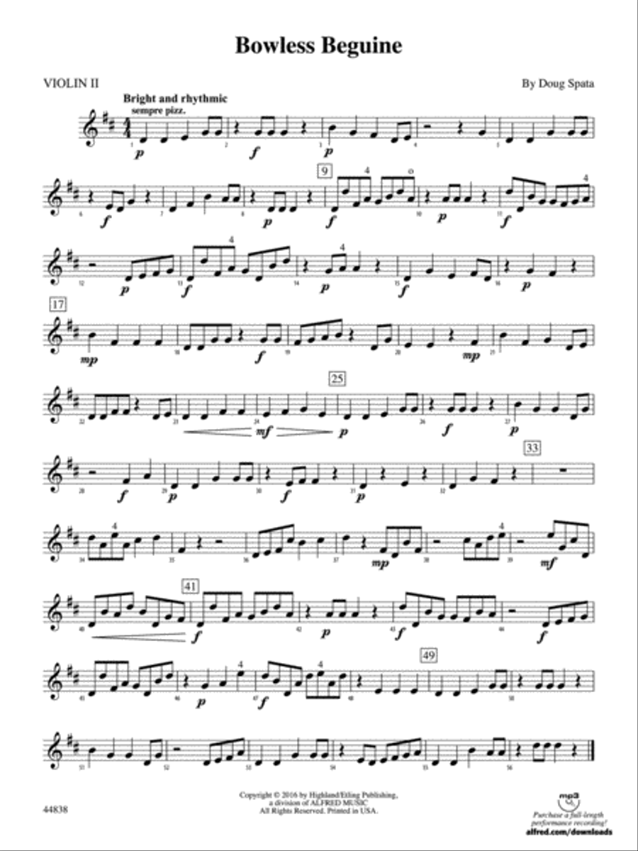 Bowless Beguine: 2nd Violin String Orchestra scores gallery preview page 1
