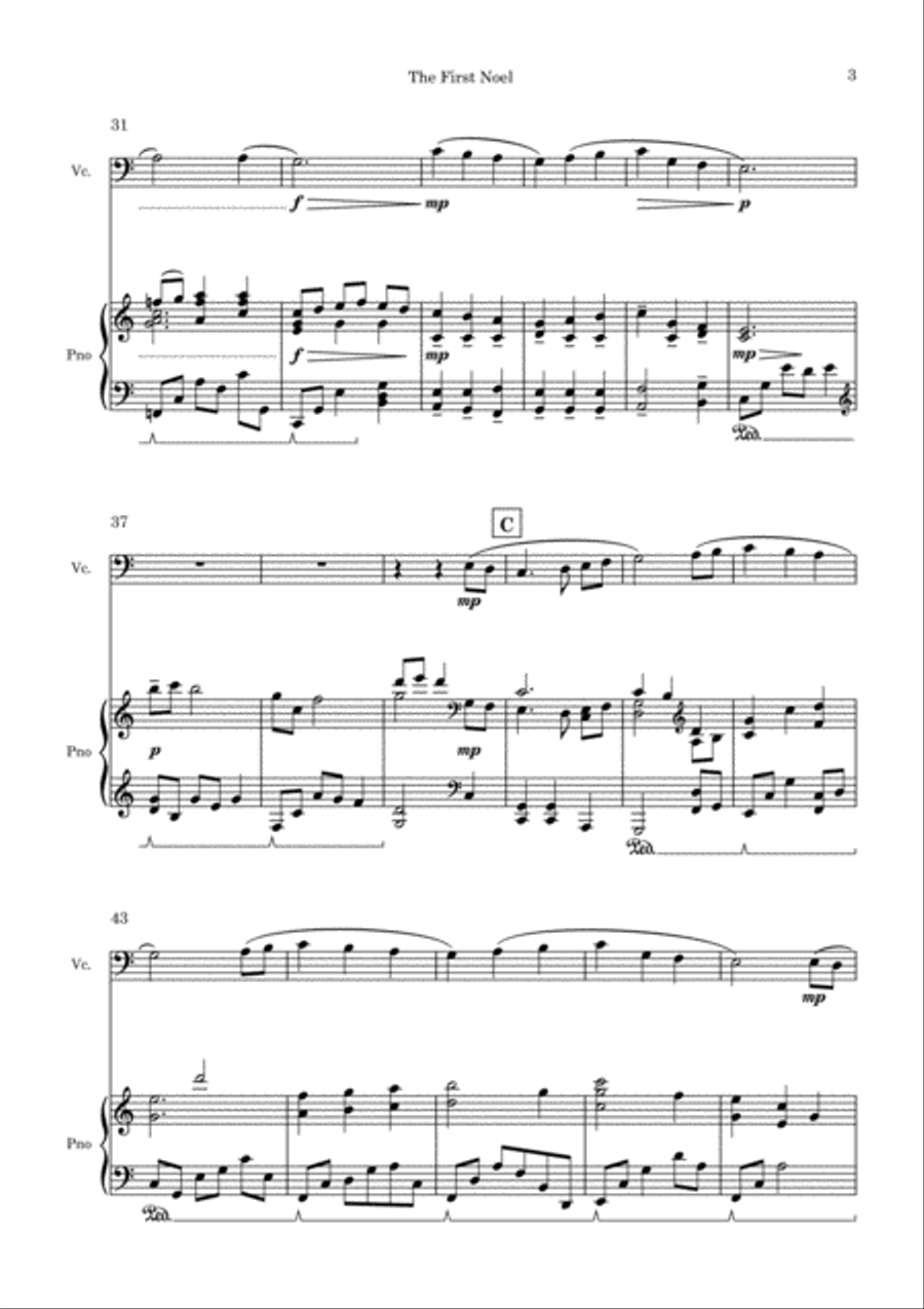 The First Noel (O Primeiro Natal) - Piano and Violoncello String Duet scores gallery preview page 4