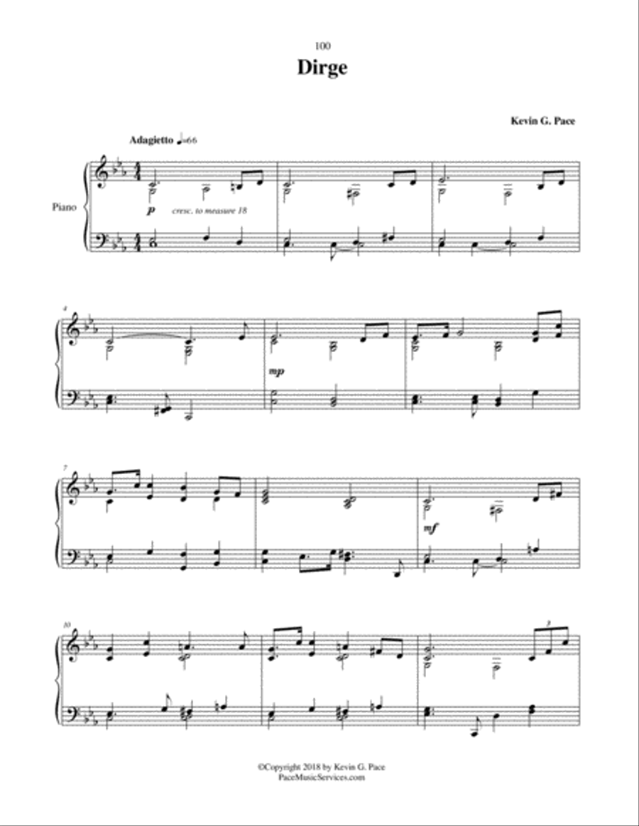 Dirge - original piano solo Piano Solo scores gallery preview page 2