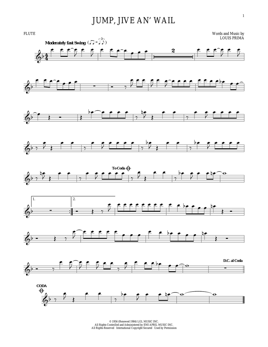 Jump, Jive An' Wail Jump, Jive An' Wail Flute Solo scores gallery preview page 1
