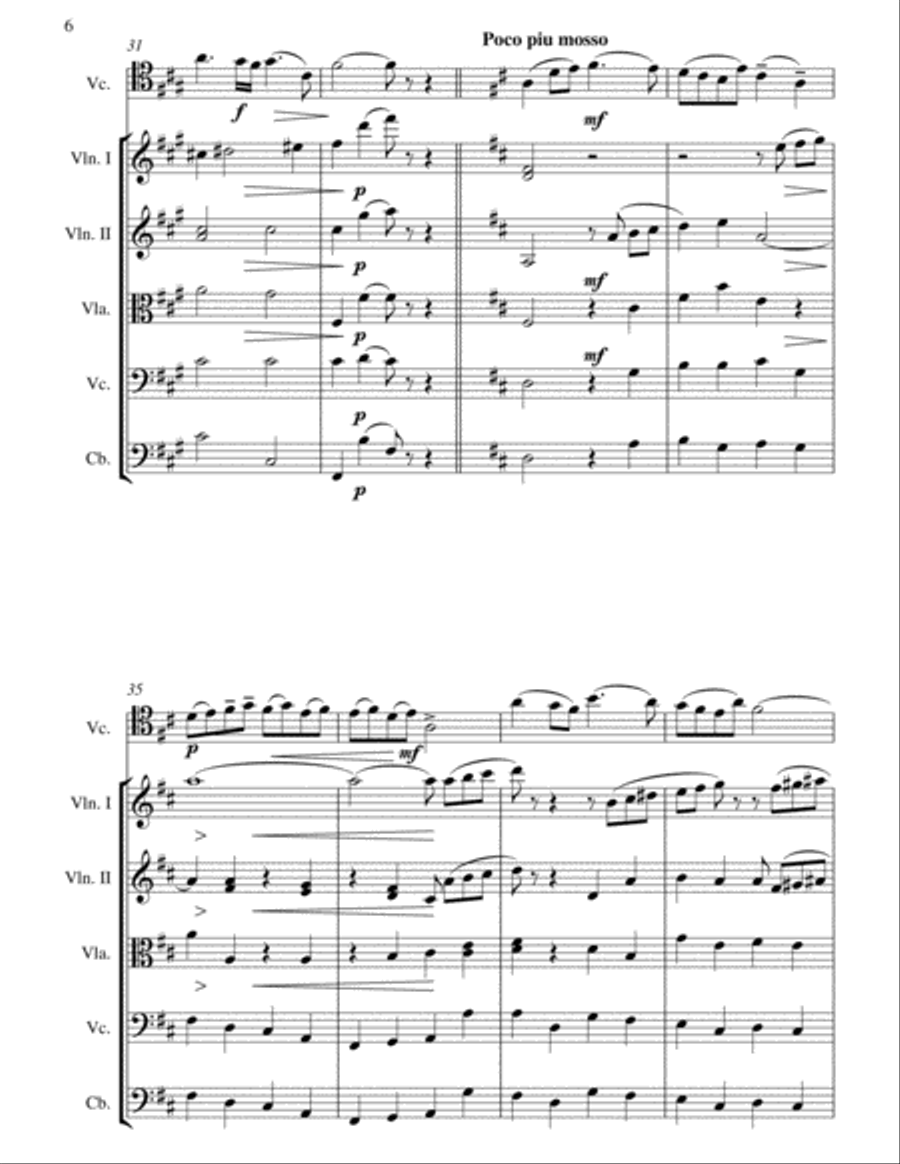 Glazunov: Chant du Menestrel Op.71 for Cello Solo and String Orchestra String Orchestra scores gallery preview page 6