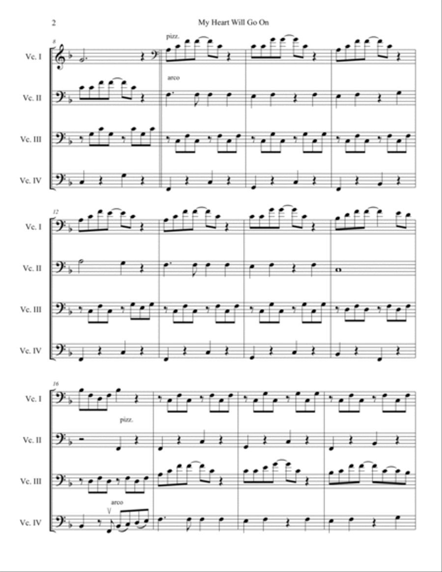 My Heart Will Go On (love Theme From 'titanic') String Quartet scores gallery preview page 2