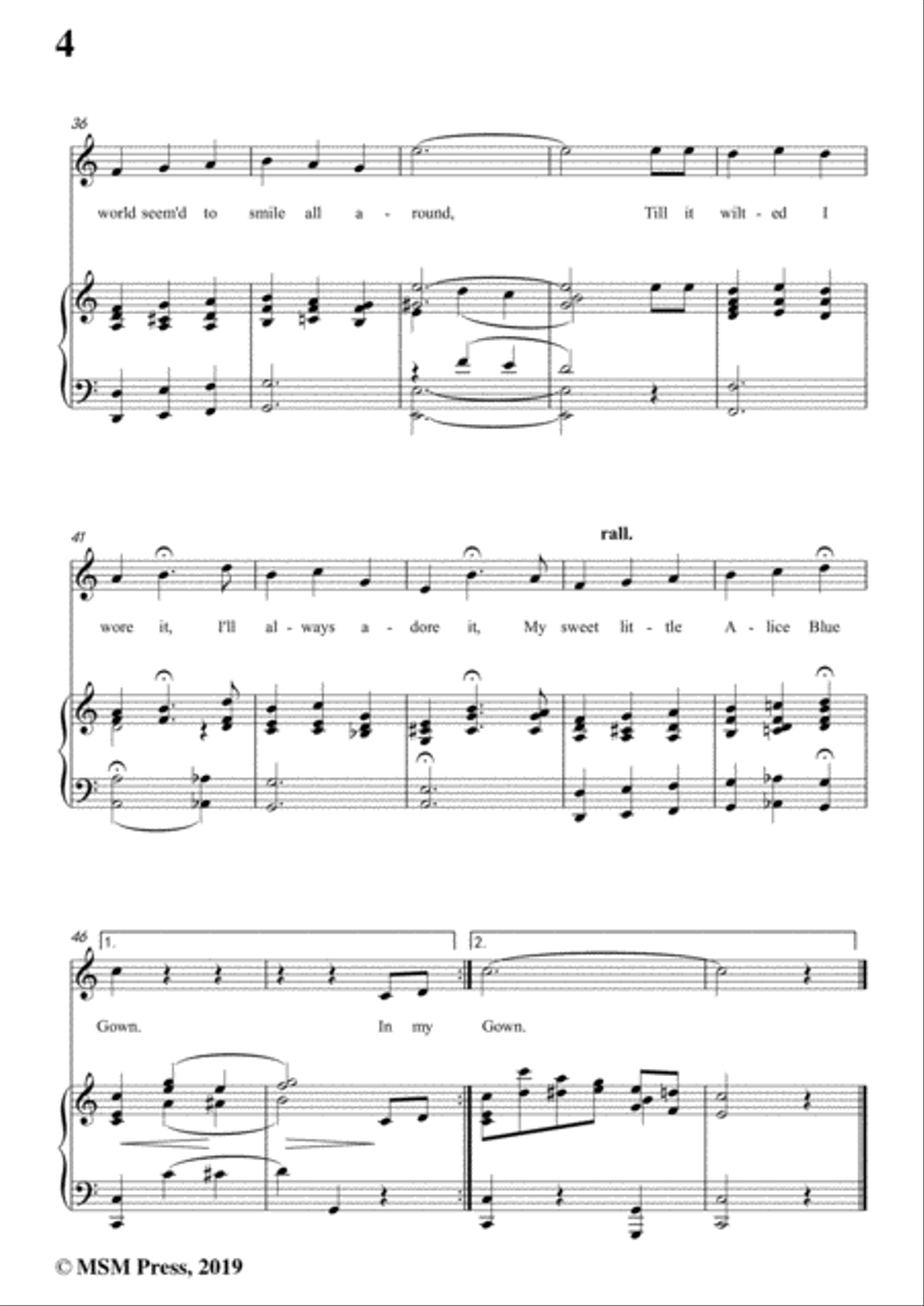 Harry Tierney-Alice Blue Gown,in C Major,for Voice and Piano Voice Solo scores gallery preview page 6