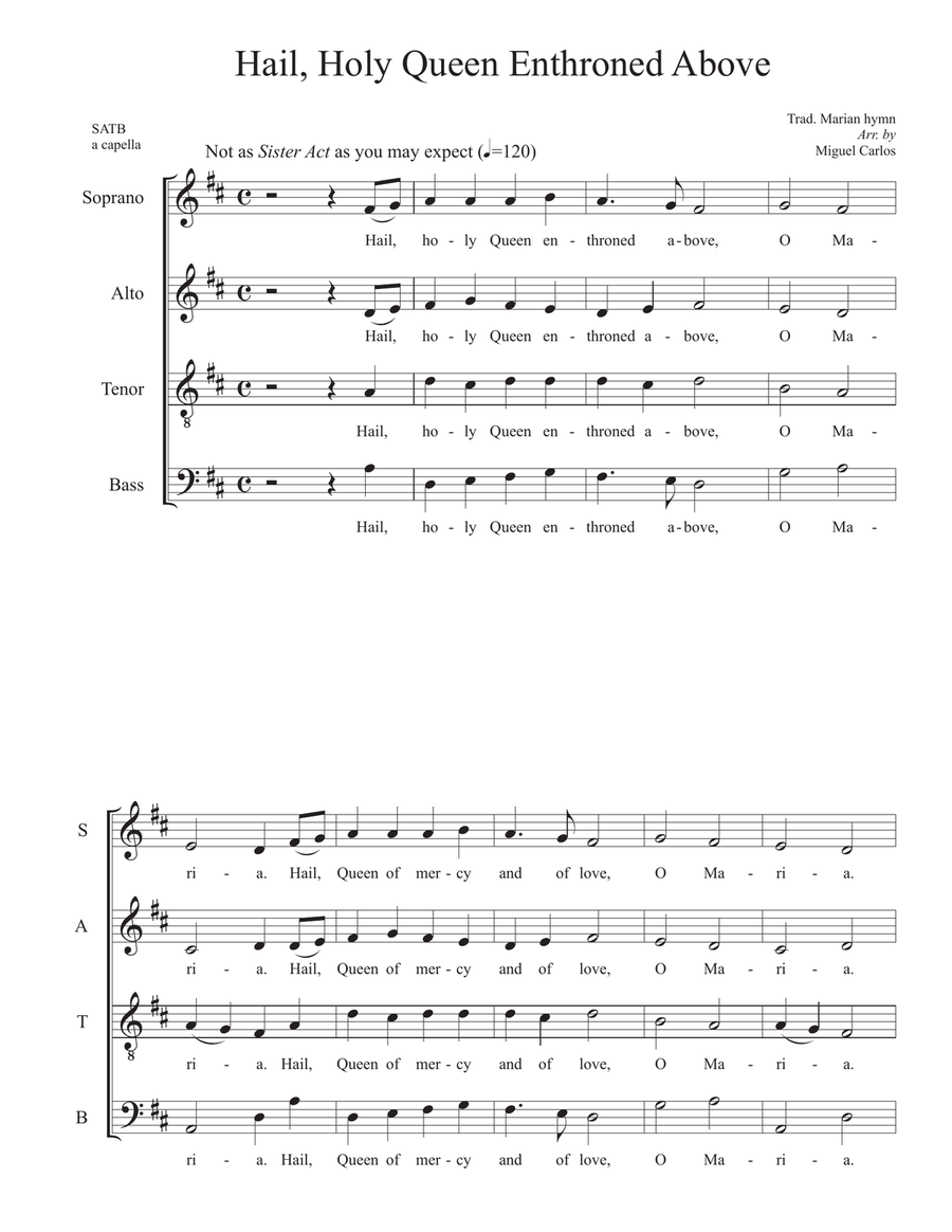 Hail, Holy Queen Enthroned Above 4-Part scores gallery preview page 1