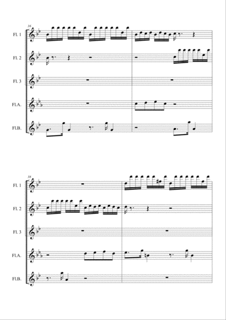 SUMMER (FOUR SEASONS) for Flute Quintet Flute Choir Woodwind Quintet scores gallery preview page 4