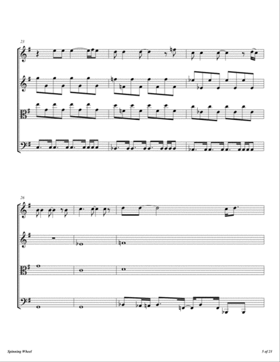 Spinning Wheel Spinning Wheel String Quartet scores gallery preview page 6