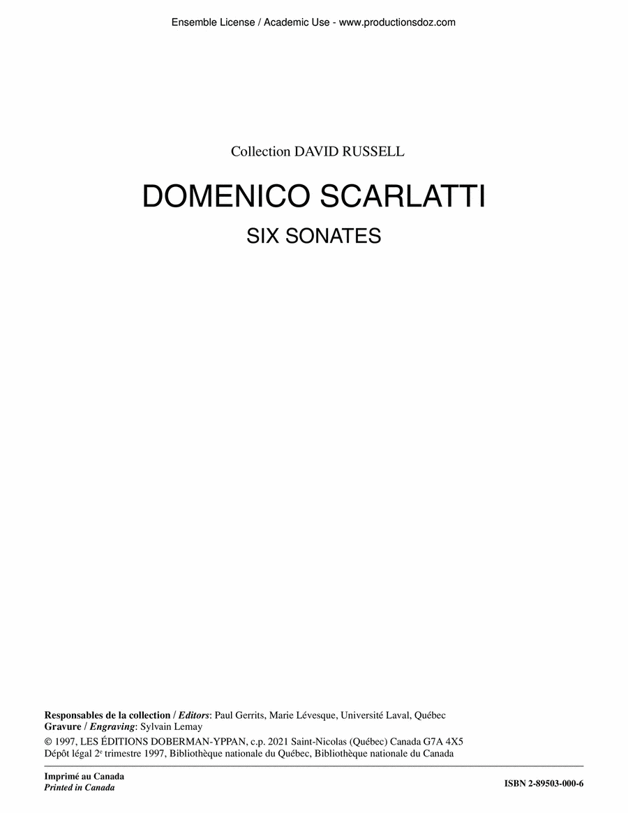 Six Sonates Classical Guitar scores gallery preview page 1