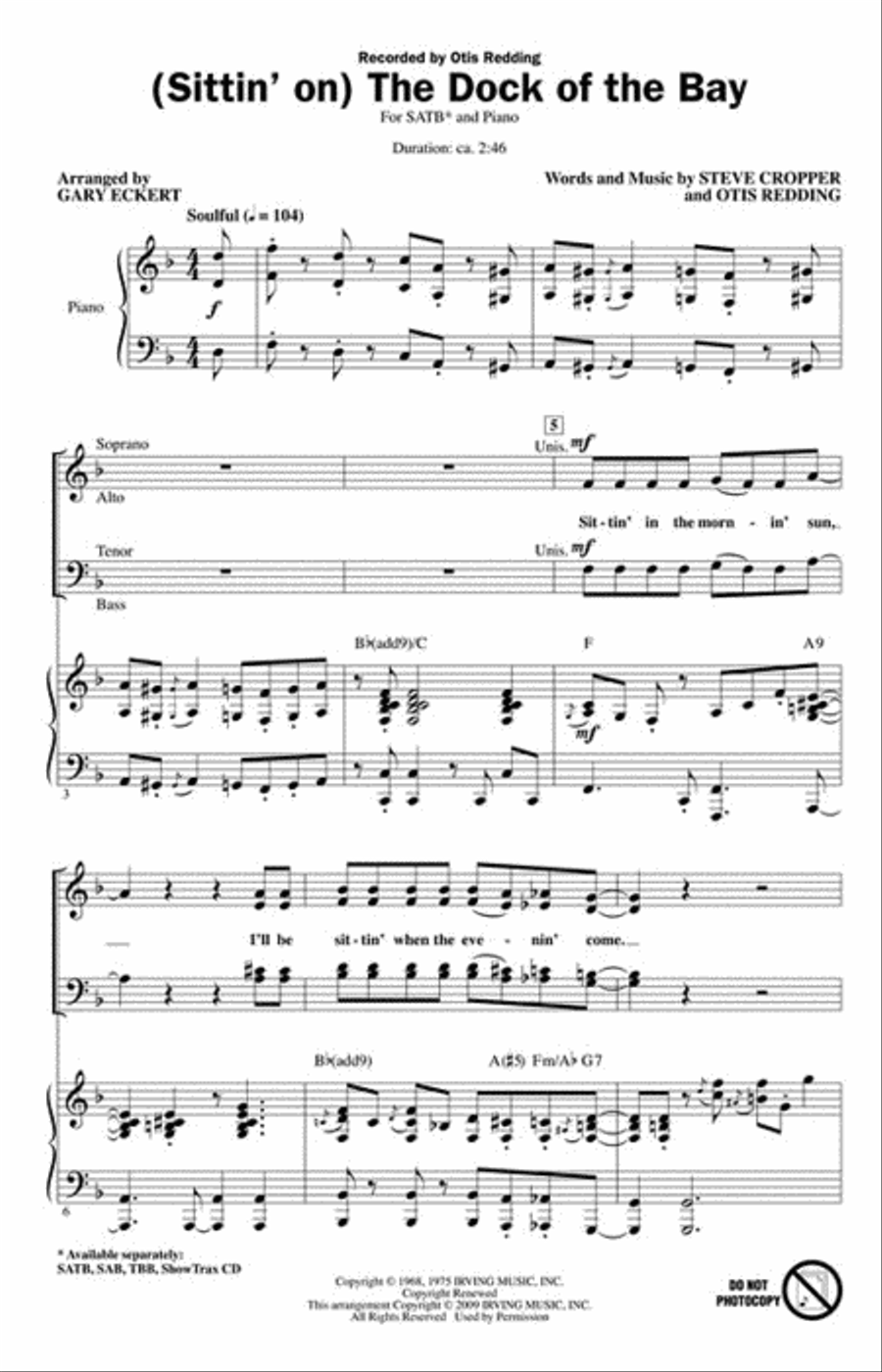 (Sittin' On) The Dock of the Bay 4-Part scores gallery preview page 2
