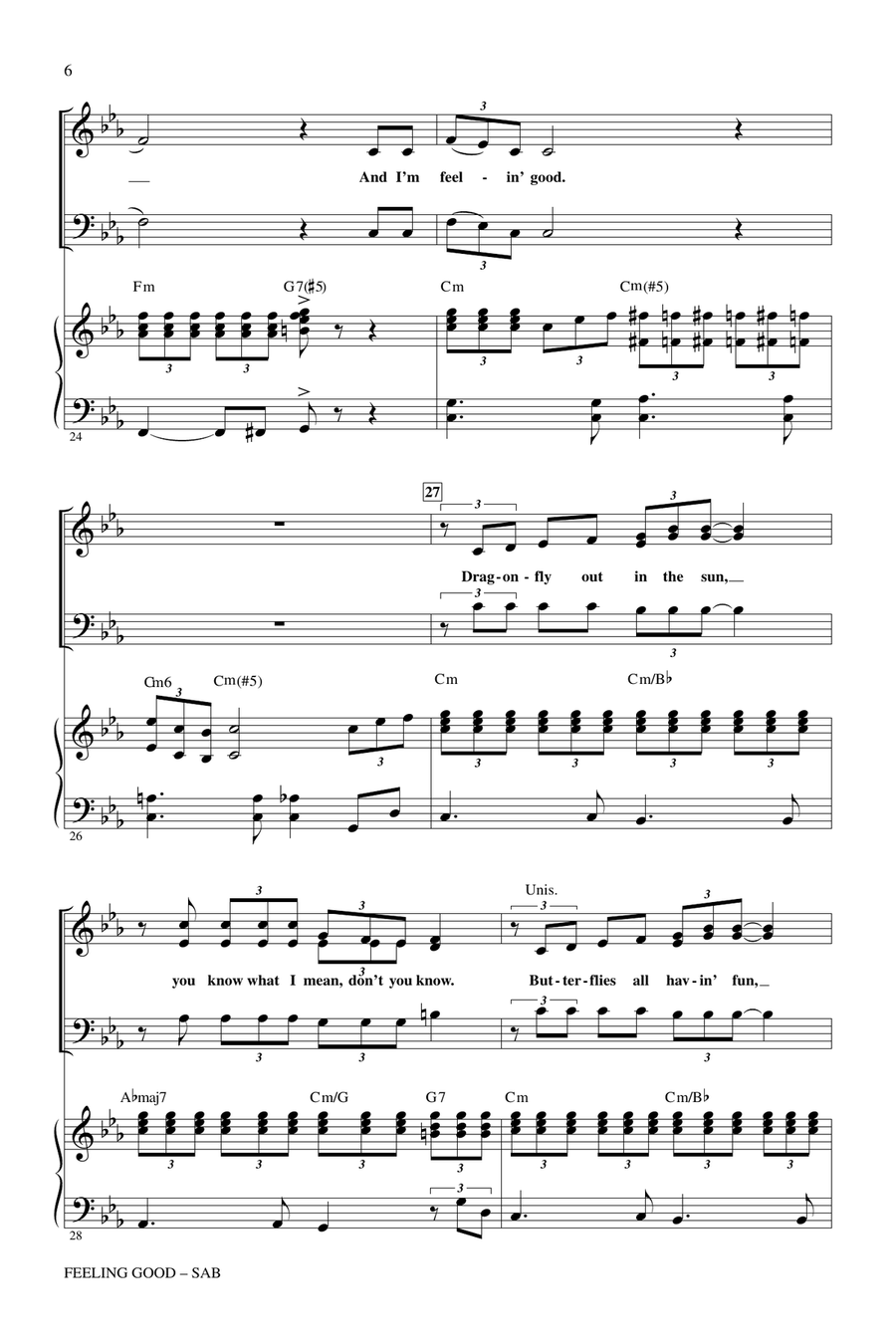 Feeling Good (arr. Alan Billingsley) 3-Part scores gallery preview page 5