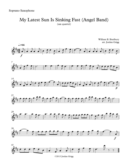 My Latest Sun Is Sinking Fast (Angel Band) (sax quartet) image number null