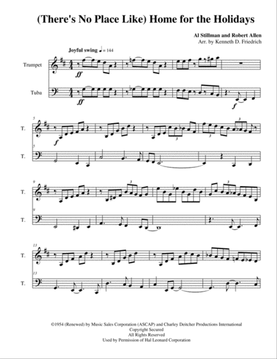 (There's No Place Like) Home For The Holidays Brass Duet scores gallery preview page 1