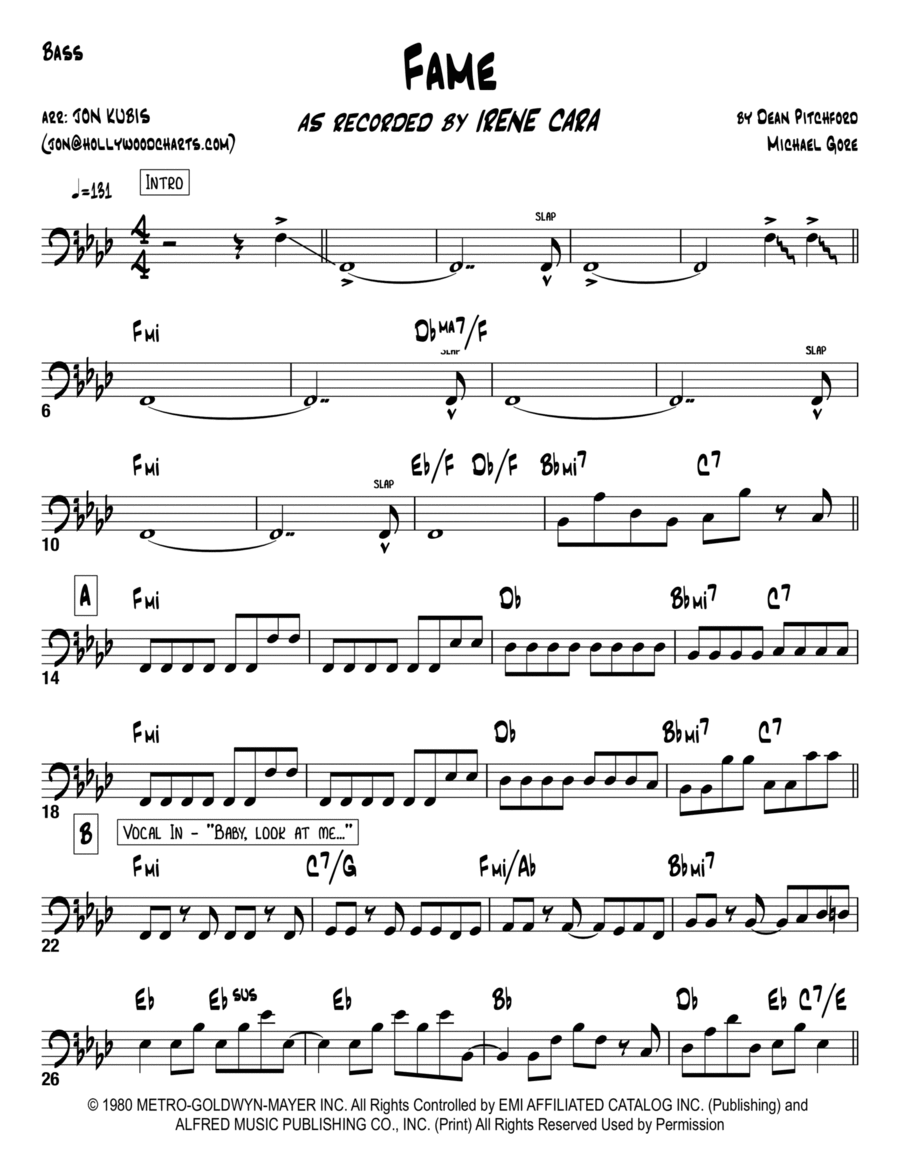 Fame Bass Guitar scores gallery preview page 1
