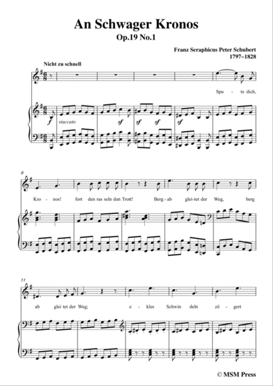 Schubert-An Schwager Kronos,Op.19 No.1,in e minor,for Voice&Piano Voice scores gallery preview page 3