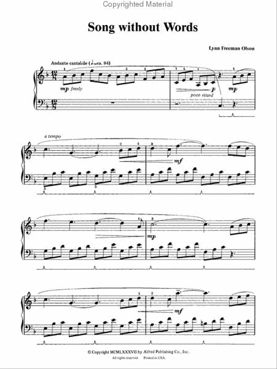 Song without Words Piano Solo scores gallery preview page 2