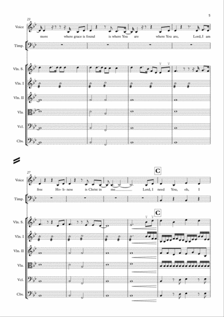 Lord, I Need You Unison Choir scores gallery preview page 5